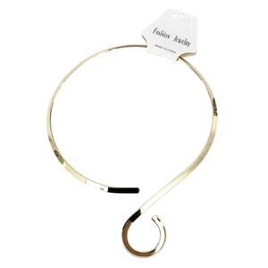 NWT 4mm Thick Swirled Gold Plated 15" Omega Choker Retro/Vintage/Necklace/Slide